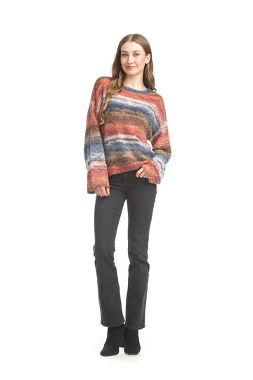 Papillon ST-17231 Striped Knit Sweater - Rust