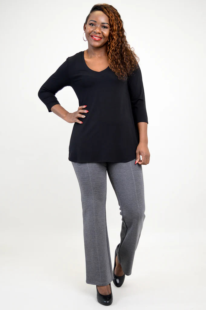 Blue Sky - Jackie 3/4 Sleeve Top - Bamboo - Black